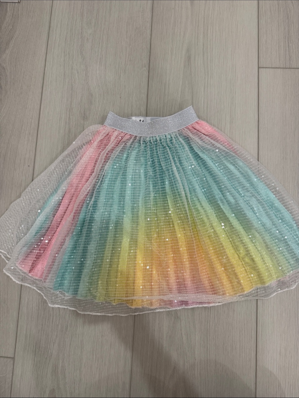 Girls Rainbow Tulle Skirt with Sparkle